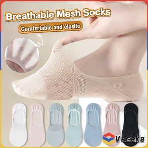 Vacaka Breathable Womens Invisible Non-Slip Boat Socks Mesh Design Polyester Soles Boat Socks