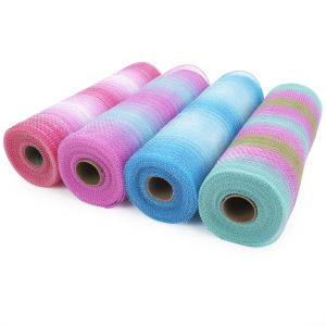 4 Rolls 10 Inch x 30 Feet Polyester Decorative Mesh ribbon with Metallic for holiday New year  Wreaths carft front door decor