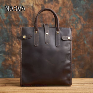 Briefcase Office Bag Leather Laptop Bag Crossbody Bags Messenger Bag For Men Shoulder Bag Crazy Horse Cow Leather 13" Laptop  NASVA