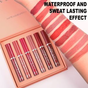 handaiyan 6 colors matte velvet lip glaze set waterproof non-fading non-stick cup smudge-proof lip gloss set