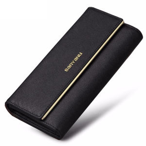 BANYANU Dompet Kulit Wanita Fashion Women Long Wallet Cow Genuine Leather Purse Lady Card Holder Trifold Wallet for Travel Gifts