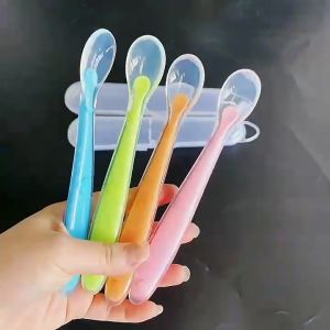 Soft Tip Silicone Spoon for Baby Feeding Training No BPA