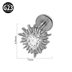 1 Chiếc Khuyên Tai Hình Trái Tim Chữ Thập Gai Nhọn Mạ Vàng 18K Chất Liệu Titan Nguyên Chất G23 Ren Trong Dành Cho Khuyên Tai Helix Daith Trang Sức Body.