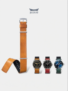 JEAYOU | Mens NATO Style Leather Watch Strap