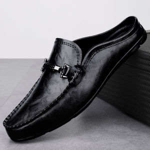 NUDANLAI | Men Breathable Leather Slip On Slippers