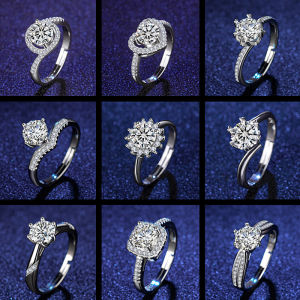 S925 Sterling Silver One Carat Moissanite Simulated Ring Womens Eight Heart Eight Arrow Six Claw Wedding Ring Luxury Sensation Gift
