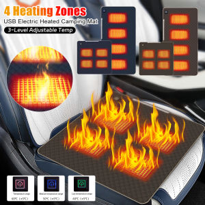 USB Electric Heated Sleeping Camping Mat 4 Heating Zones Cushion Adjustable Temperature Warm Mats Outdoor Camping Seat Cushions