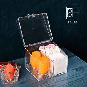 Acrylic Cotton Swab Storage Box Transparent Dustproof Makeup Egg Remover Lipstick Cosmetic Barbecue Organizer Shelf Rectangular