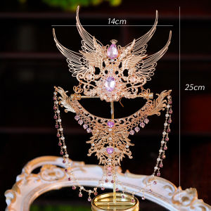 Exotic Ancient Chinese Style Blue Purple Tassel Hair Crown Eyebrow Dangle Headband Photography Studio Hair Accessories