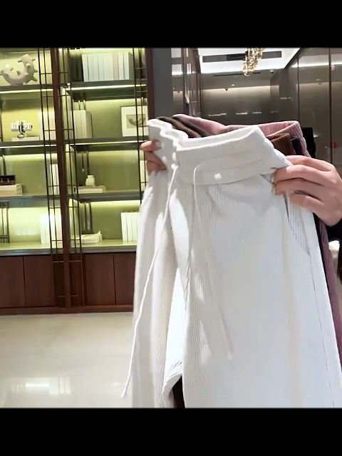 [Buy 1 Take 1] Drawstring Pants For Women Baggy High Waist Pants White Long Trouser Breathable Comfort