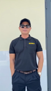 Áo thun polo đen áo bảo vệ vệ sĩ in logo security chất cá sấu poly bền đẹp