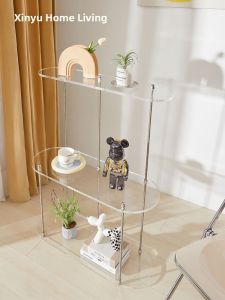 Acrylic Floor-Standing Storage Rack Multi-Layer Living Room Transparent Kitchen Bathroom Organizer Shelf Home Decor Rack