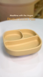 Hegen Divided Suction Plate Silicone Taupe l Hegen baby food Plate