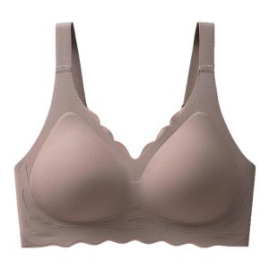 Miiow | Wireless Seamless Womens Bra Reduces Chest Size Gathered Thin Fashionable Nylon Full Cup U-Neck Design Suitable For Large Breasts