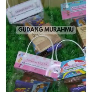 Gudang Murahmu - tas Plastik Angpao Snack Label Lebaran Idul Fitri Hari Raya Mini Ukuran 12x21Cm Isi 16 pcs - Tas Plastik Unik Lucu Karakter THR Hari Raya Idul Fitri Lebaran 2023 Unik Lucu Karakter - Tas Kemasan Jajan Snack Lebaran