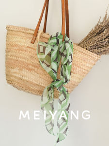 MeiYang Silk Scarf Geometric Color Block Triangle Versatile Fashionable Summer Autumn Polyester Fiber Womens Scarf Accessory