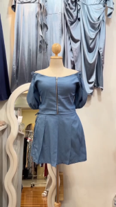 SG1063 ชุดเซต2ชิ้น #สาวอวบ ผ้ายีนส์ ทรงเสื้อน่ารัก เสื้อเปิดไหล่ กางเกงกระโปรงป้าย