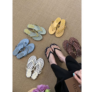 XUJIA | French Dopamine Polka Dot Flip Flops Flat