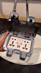 ปลั๊กไฟแคมป์ปิ้ง ปลั๊กกราวด์ 4 ที่+ปลั๊ก 2 ขา 2 ที่+สวิทช์ควบคุม 2 ตัว+USB 2 ช่อง พร้อมสายไฟ VCT บล็อกกันน้ำ ปลั๊กไฟ