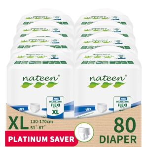Nateen Flexi Maxi Pull-Ups – X-Large 51" - 67"   Clothlike Backsheet Wetness Indicator Leak Guard Elastic Waistband & High Absorbency ( 80s )
