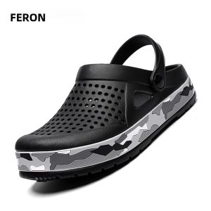 Nam Kích Thước Lớn Trơn Guốc Giày Sandal 2023 Thoáng Khí Đi Biển Mùa Hè Giày Casual EVA Phun Đúc Cao Su Đế Ngoài