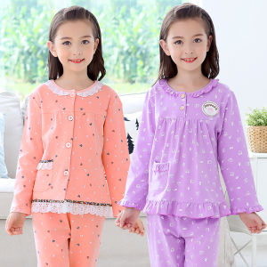 Childrens Pajamas Spring and Autumn Cotton Girls Autumn Long Sleeve Medium and Large Childrens Set Kids Princess Style Cotton Homewear