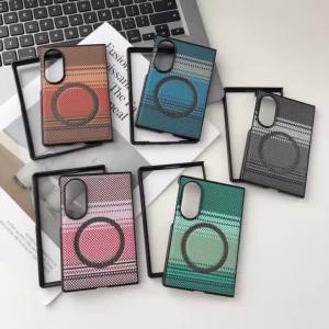 Color Blocking Woven Texture Slim Case for Samsung Galaxy Z Fold8 Ultra Z Fold7 6 5 4 3 Z Flip8 7 6 for Magsafe Shockproof Cover