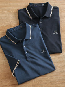 Antibacterial Comfortable Mens Short Sleeve Polo Shirt Pure Cotton Summer Thin Breathable Business Casual Turn-down Collar T-shirt