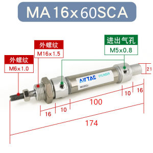 Original AirTAC Stainless Steel Mini Cylinder MA16 * 10*15*20*30*40*60-S-CA