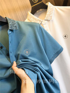 Luxury Thread Polo Shirt Mens Summer Breathable Comfortable Short Sleeve Turn-down Collar Embroidered Neck Business Casual