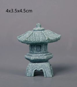 Miniature Pagoda Lantern Buddha Figurine Outdoor Fairy Garden Decoration for Micro Landscape Yard Aquarium Bonsai Zen Ornaments