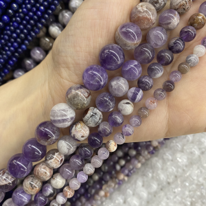 Tự Nhiên Brazil Chưa Tối Ưu Hóa 6-12mm Răng Chó Thạch Anh Tím Hạt Tròn Rộng Rãi Hạt Phụ Kiện Cho Vòng Tay Dây Chuyền Dây Chất Liệu