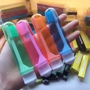 Folding Toothbrush with Box Portable Business Trip Tooth Brush Soft Toothbrush Oral Cleaning Tools