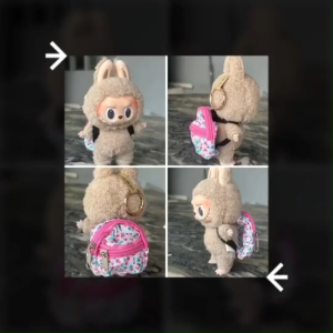 กระเป๋าเป้ สะพายหลัง ตุ๊กตา Labubu Macaron 17 cm สีชมพู น่ารักๆ สินค้า พร้อมส่ง