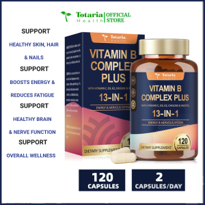 Vitamin B tổng hợp 13 trong 1 với Vitamin B1 B2 B3 (Niacinamide) B4 B5 B6 B7 (Biotin) B8 (Inositol) B9 (Folate) B12 C D3 K2 - Hỗ trợ năng lượng thần kinh miễn dịch da - 120 viên nang thuần chay