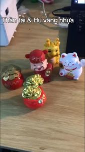 ông thần tài hũ vàng nhựa phụ kiện trang trí bánh kem tháp oản trang trí tiểu cảnh Tết 2025