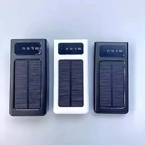 Solar powerbank 100000mah original 150000mAh powerbank original with build in cord Solar Charger 2 USB Ports and 4 cable Powerbank with LED for cellphone