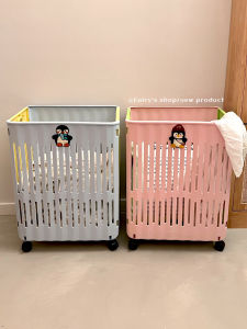 Giỏ Đựng Quần Áo Bẩn Có Bánh Xe Có Thể Gập Lại Dung Tích Lớn Để Đựng Quần Áo Bẩn Trong Nhà Tắm Kiểu Hàn Quốc Dùng Tại Nhà