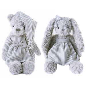 Teddy Bear Stuffed Animal - Plush Toys-Great for Nursery Decor - Baby Gifts - Cute Fluffy Grey Bunny with Dress Baby Toy