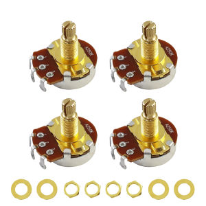 PHRILAM 4Pcs Full Size 18mm Guitar Bass Potentiometers 18-Tooth 6mm Split Shaft A250K/B250K/A500K/B500K Optional Volume Tone