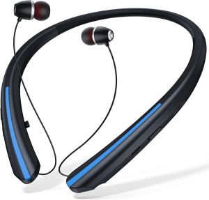 Bluetooth Headphones Neckband Retractable Headset Wireless Sports Earbuds Noise Cancelling Stereo Earphones with Microphone