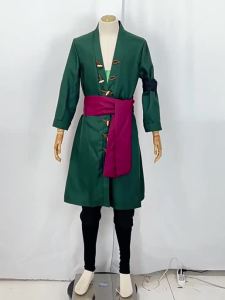 ชุดคอสเพลย์วันพีซ LJAnime สำหรับผู้ชาย ชุดเสื้อคลุมแขนยาว Roronoa Zoro 2nd ชุดกิโมโน Kingdom Of Harmony ZORO 2nd