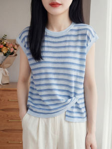 SHEHAN | Commuting Retro Stripe Lightweight Ice Hemp T-shirt