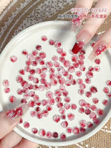 เครื่องประดับเล็บปีใหม่ ดอกกุหลาบชาติ ดอกกุหลาบแดงกลางคืน ดอกไม้ขนาดใหญ่และเล็กผสม เรซิน ประดับเพชร สำหรับเล็บ