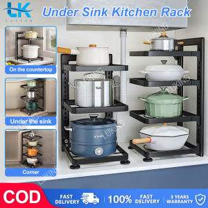 Luking Under Sink Adjustable Pots & Pans Rack Kitchen Countertop Organizer Holder Cookware Pot Racks Multifunctional Storage Rack for Kitchen Counter Cabinet Storage Holders & Racks Shelving Kitchenware