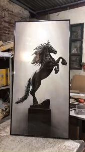 Tranh Tráng Gương Pha Lê Điện LED Tranh Ngựa Trừu Tượng Tranh Phong Thủy