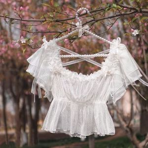 Áo Sơ Mi Lolita Mùa Hè Mỏng Tay Ngắn Vải Polyester Phong Cách Đường Phố Thường Ngày Cho Nữ