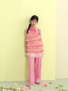 LOVESASAKIDS | Two-tone Halter Cake Dress A-line Sweet Pink Sleeveless