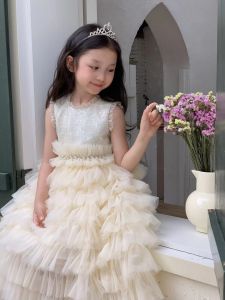 Girls Lace Tutu Dress Sleeveless Cake Skirt