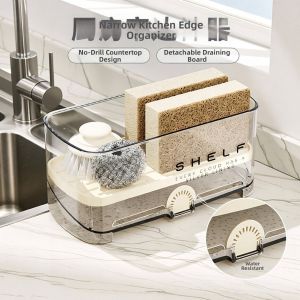 TEKANAI | Sink Drain Sponge Storage Rack Narrow Edge Design
